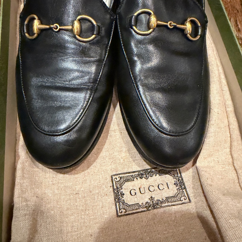 Gucci Brixton Black Leather loafers with Horse-bit/ convertible slides - Picture 6 of 7